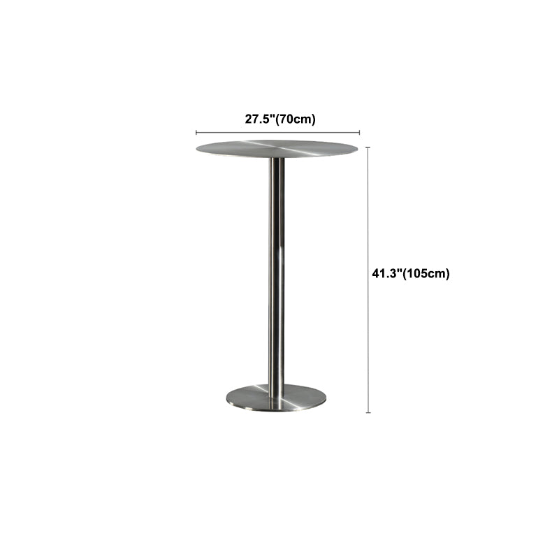 Stainless Steel Round Bar Dining Table Outdoor-Indoor Pedestal Bar Table