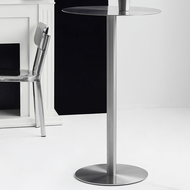 Industrial Stainless Steel Bar Table Silver Round and Square Bar Stool Table
