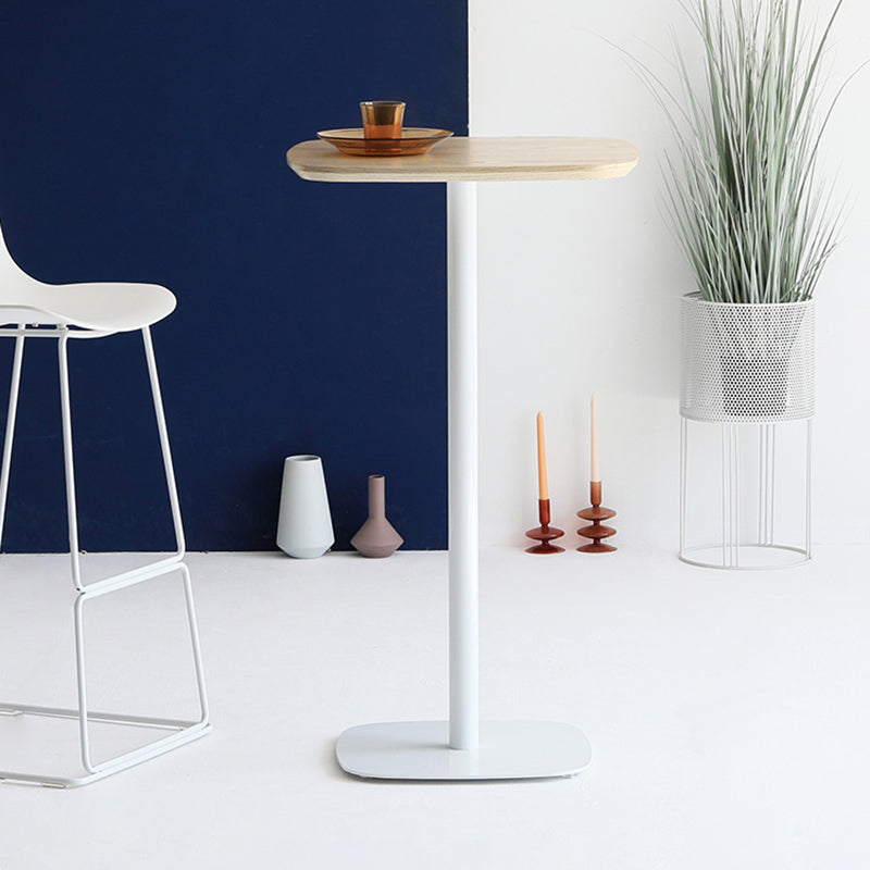 Square Bar Table in Metal and Wood Glam Bar Table with Pedestal Base