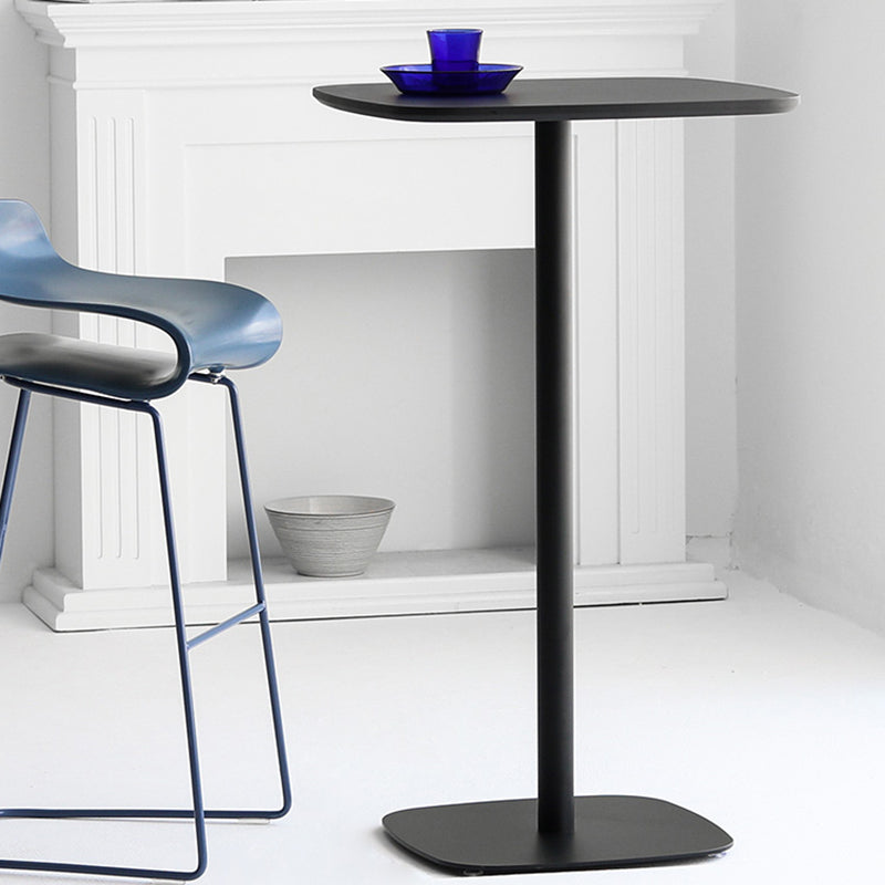 Square Bar Table in Metal and Wood Glam Bar Table with Pedestal Base