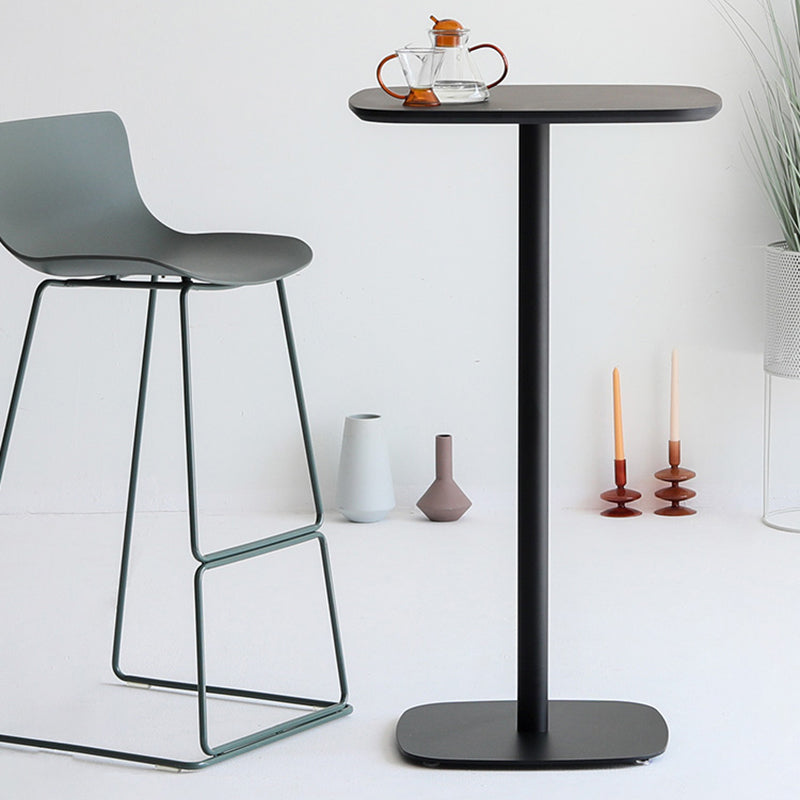 Square Bar Table in Metal and Wood Glam Bar Table with Pedestal Base