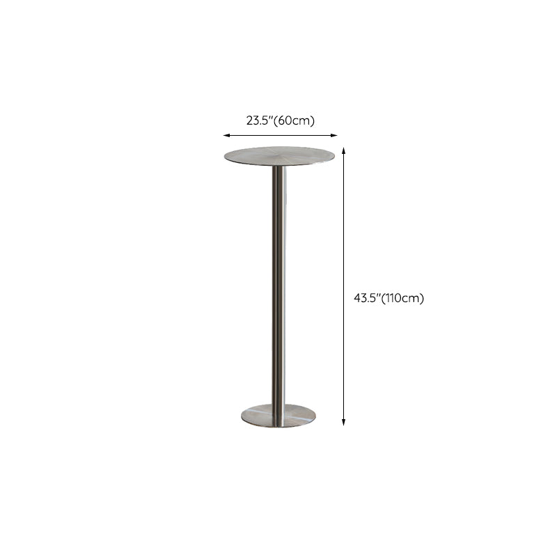 Industrial Pedestal Bar Table 43.3"H Metal Bistro Bar Desk in Silver