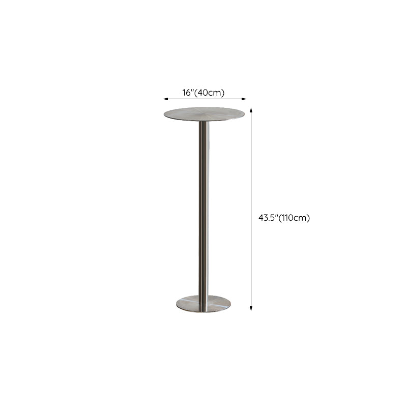 Industrial Pedestal Bar Table 43.3"H Metal Bistro Bar Desk in Silver