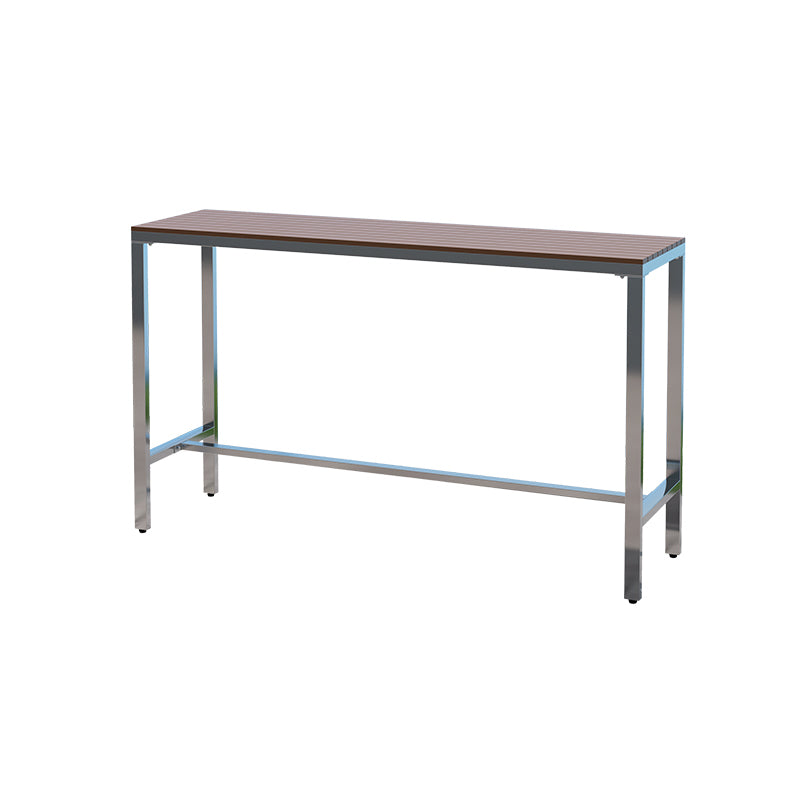 Industrial Metal and Wood Bar Table Outdoor Rectangle Bar Table with Trestle Base