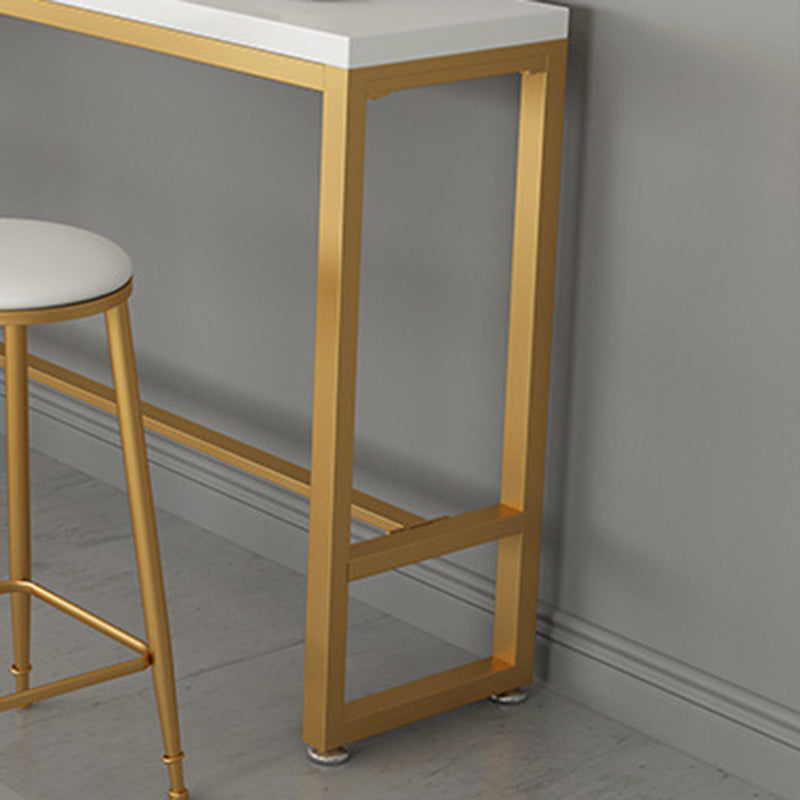 Solid Wood Bar Table Gold and Metal Base Bar Table for Kitchen Living Room