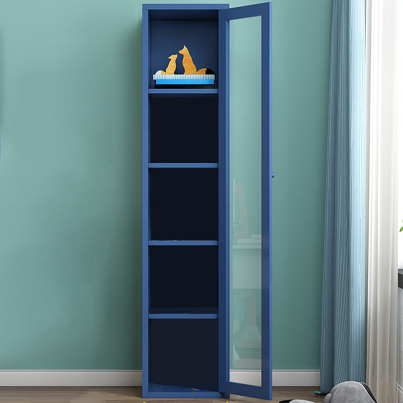 Contemporary Storage Cabinet Antique Finish Side Cabinet with Glass Paned