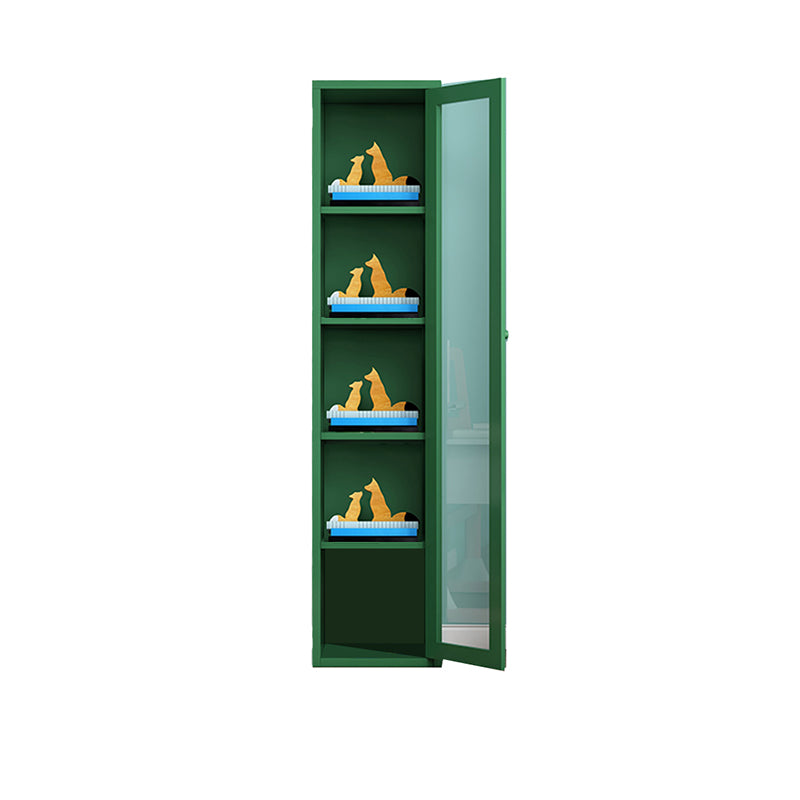 Contemporary Storage Cabinet Antique Finish Side Cabinet with Glass Paned