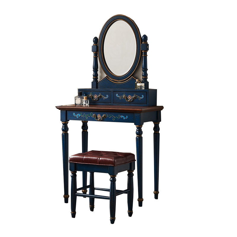 Victorian Vanity Set Solid Wood Drawers Included Makeup Dressing Table With Mirror & Stool