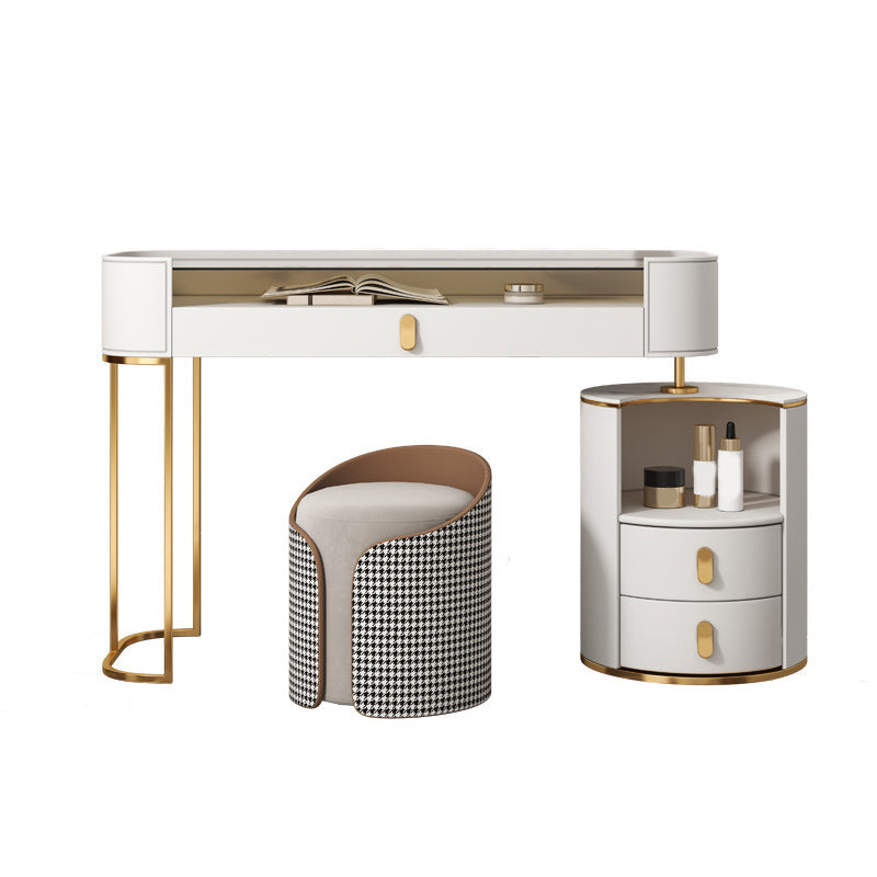 Contemporary 3 Drawer Vanity Dressing Table Glass Top Makeup Vanity Desk