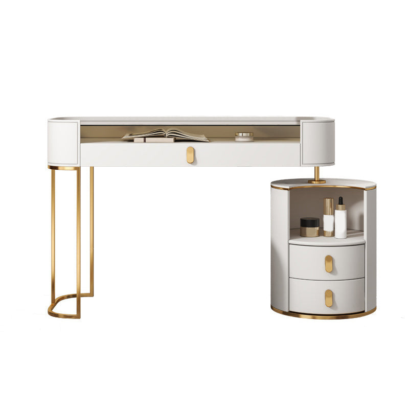 Contemporary 3 Drawer Vanity Dressing Table Glass Top Makeup Vanity Desk