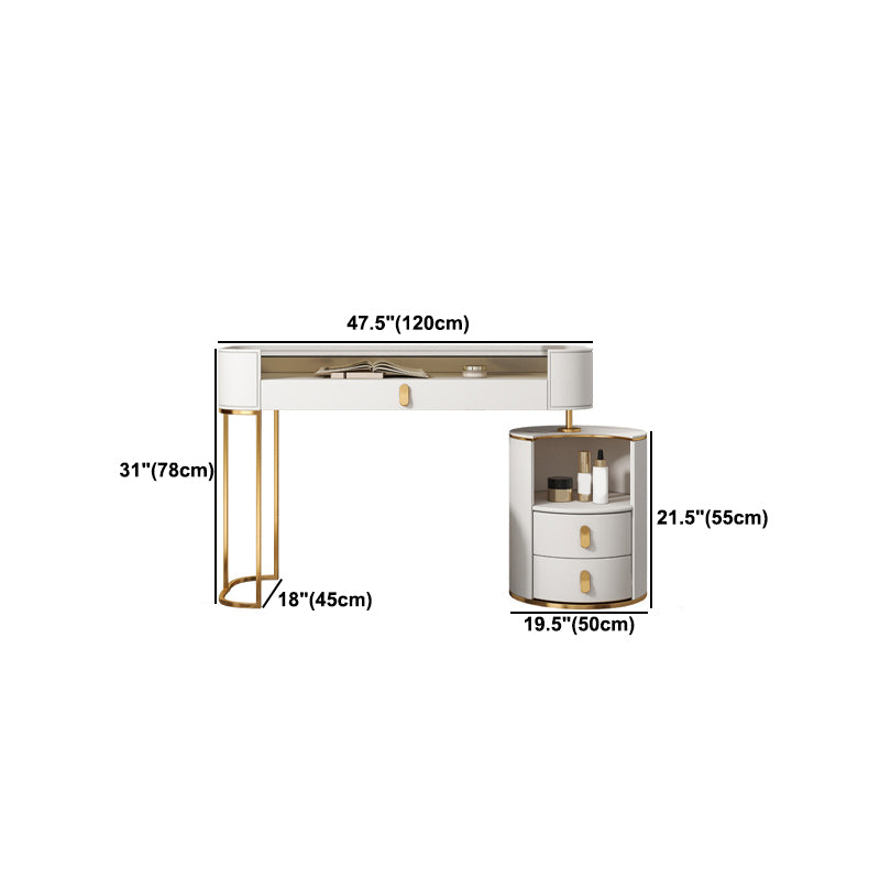 Contemporary 3 Drawer Vanity Dressing Table Glass Top Makeup Vanity Desk