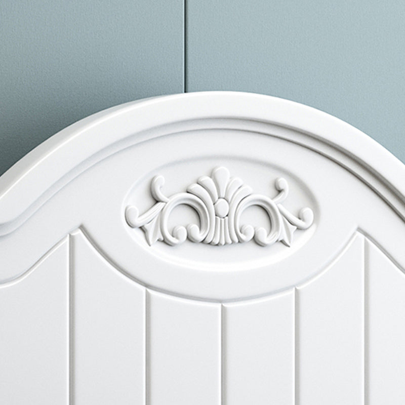 French Country Bed 83.46" Long Bed with Arched Headboard in White