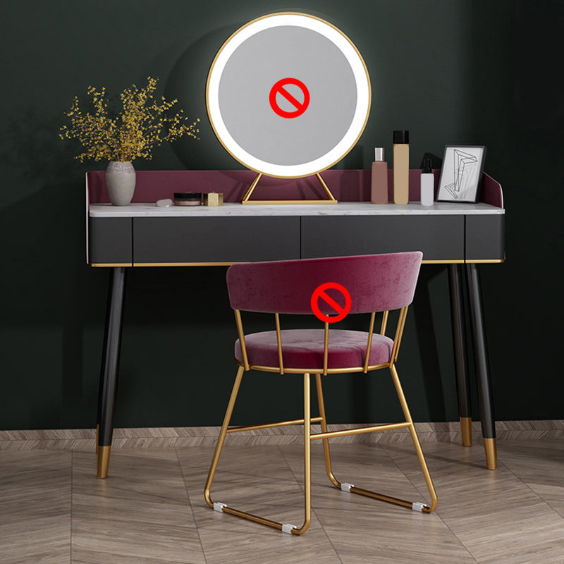 Contemporary Wooden Makeup Vanity Set Slate Top 2-Drawer Dressing Table