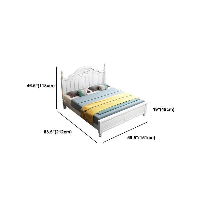 French Country White Standard Bed 46.45" High Bed with Headboard