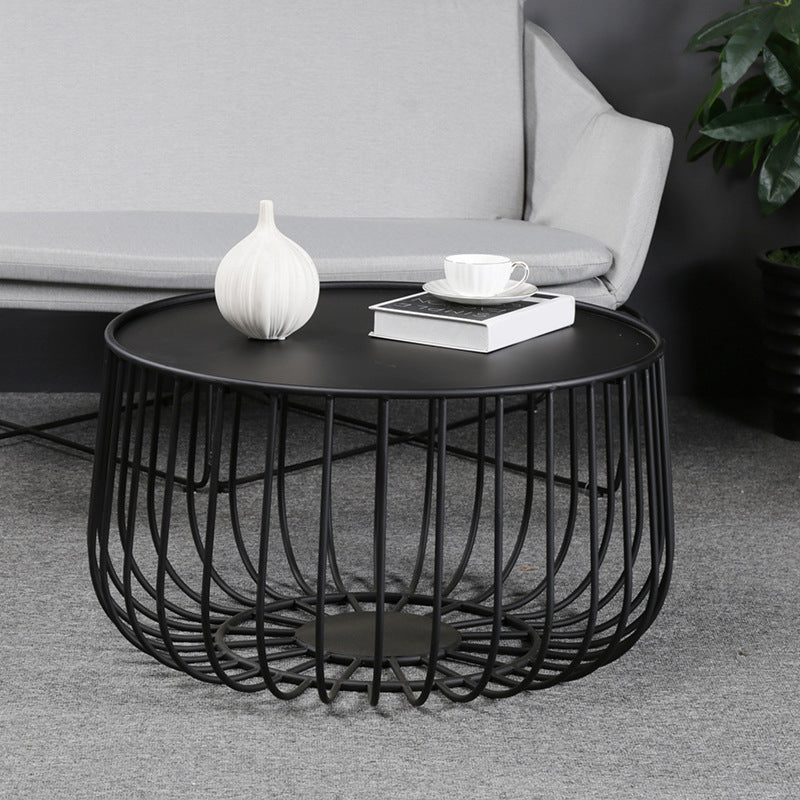 Mid-century Modern Round Iron Coffee Table, Frame Base Coffee Table