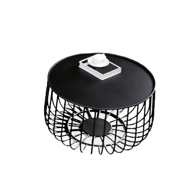 Mid-century Modern Round Iron Coffee Table, Frame Base Coffee Table