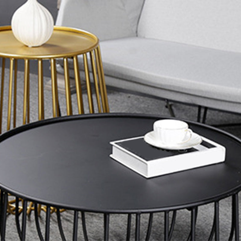 Mid-century Modern Round Iron Coffee Table, Frame Base Coffee Table