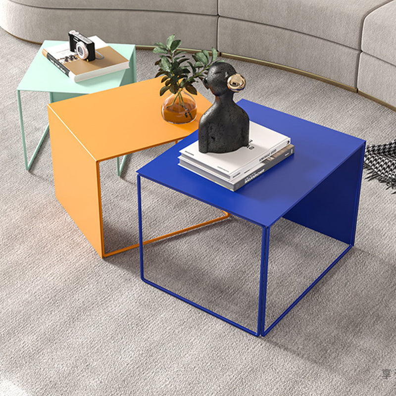 Mid-Century Modern Frame Metal Rectangular Single Coffee Table