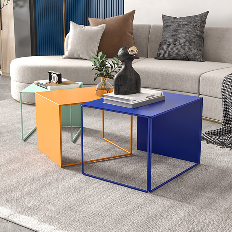 Mid-Century Modern Frame Metal Rectangular Single Coffee Table