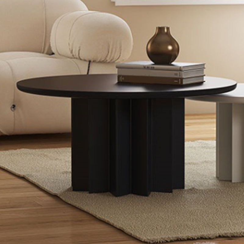 Contemporary Solid Wood Pedestal Cocktail Table Round Single Coffee Table