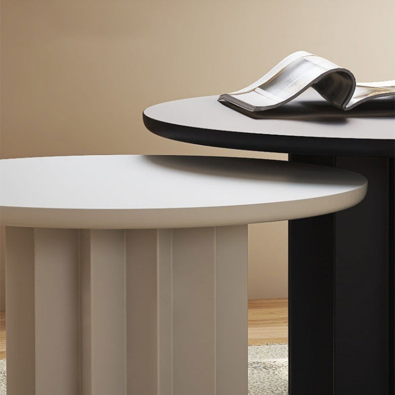 Contemporary Solid Wood Pedestal Cocktail Table Round Single Coffee Table
