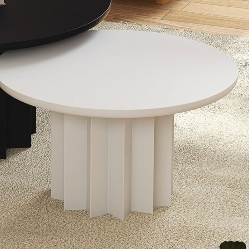 Contemporary Solid Wood Pedestal Cocktail Table Round Single Coffee Table