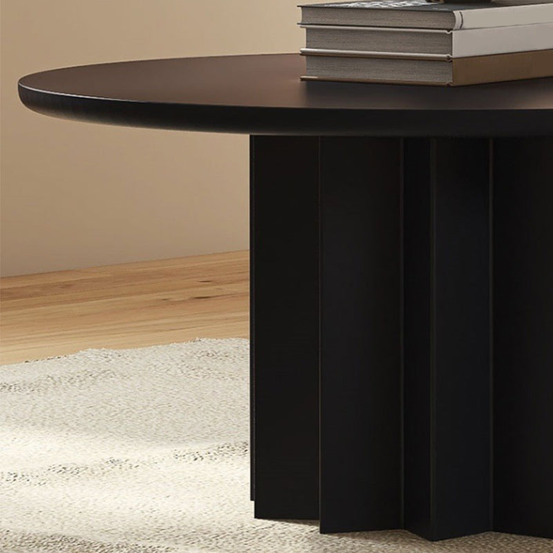 Contemporary Solid Wood Pedestal Cocktail Table Round Single Coffee Table