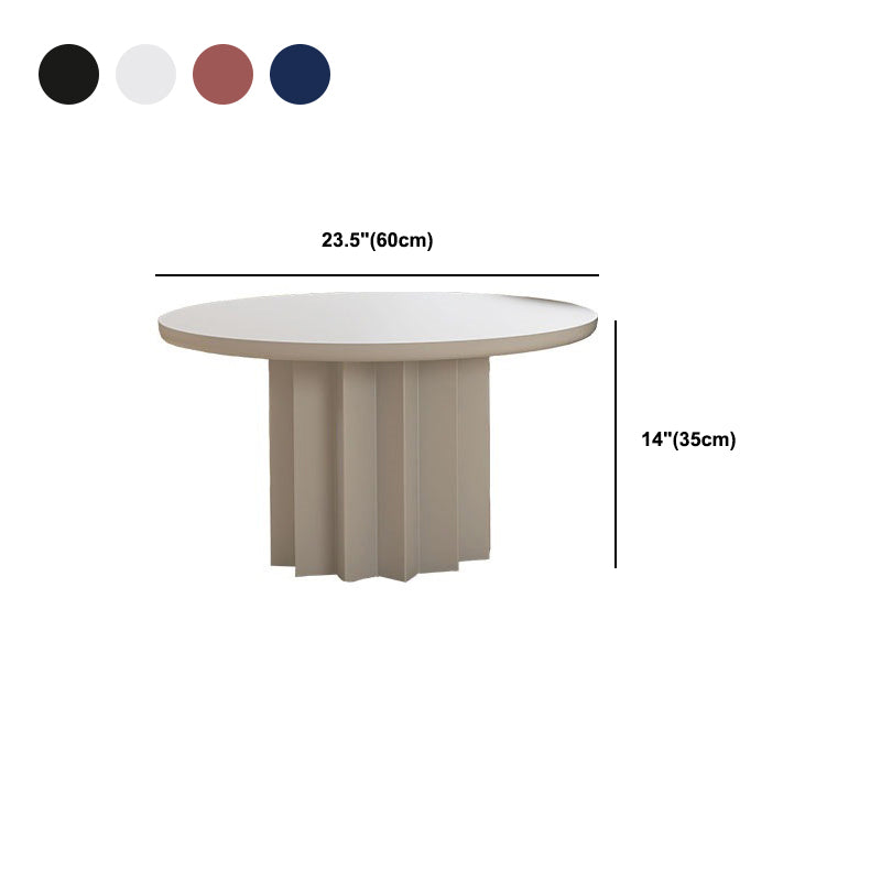 Contemporary Solid Wood Pedestal Cocktail Table Round Single Coffee Table