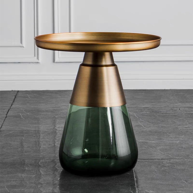 Mid-Century Modern Pedestal Glass Round Storage Single Coffee Table