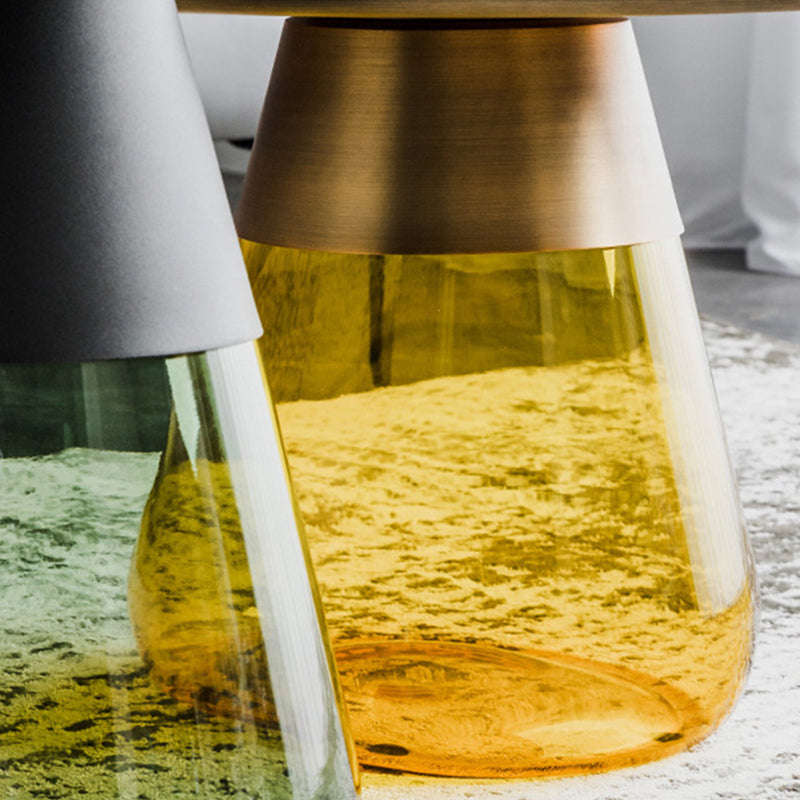 Mid-Century Modern Pedestal Glass Round Storage Single Coffee Table