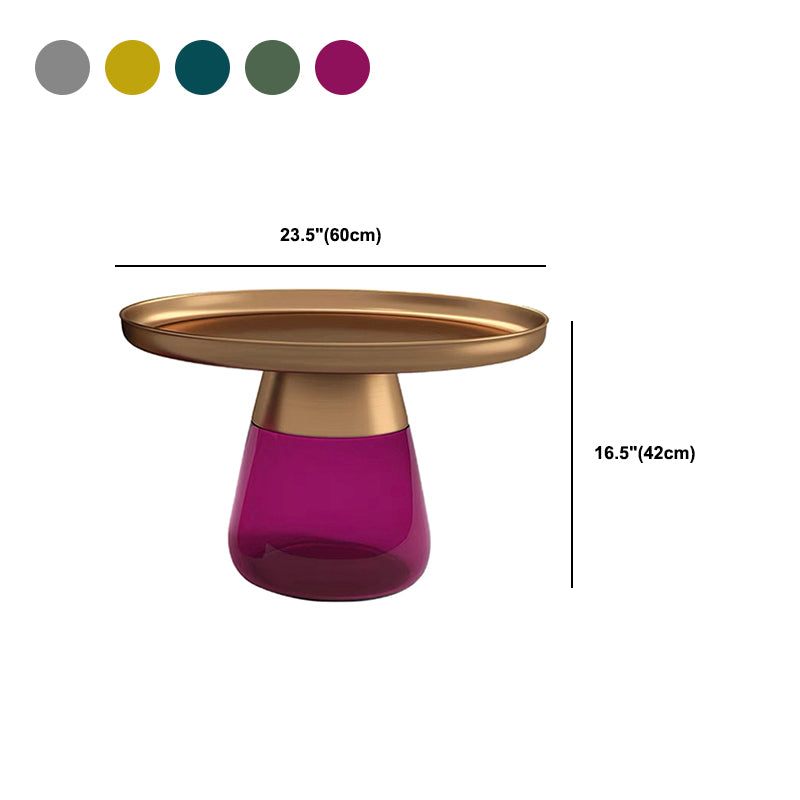 Mid-Century Modern Pedestal Glass Round Storage Single Coffee Table