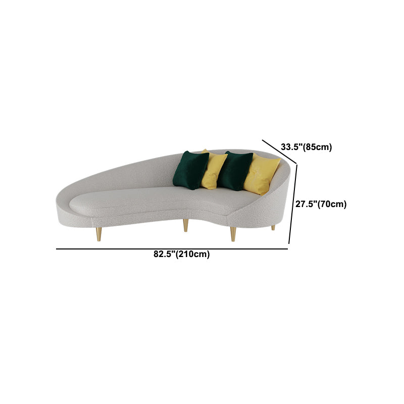 Fabric Curved Sofa Contemporary Sloped Arm Sofa with Four Pillows