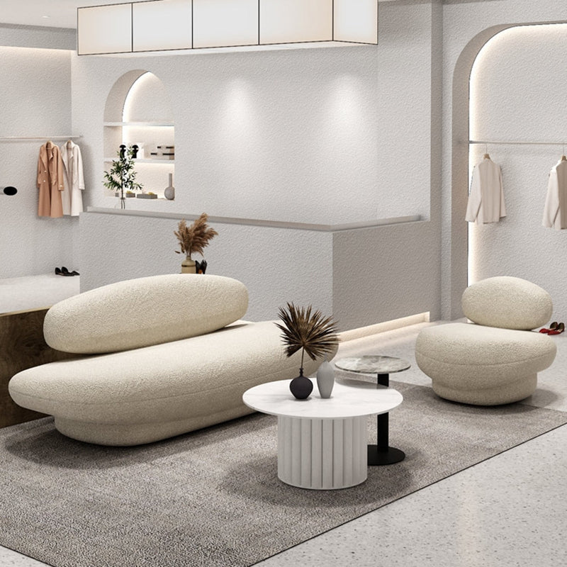 Wool Modern Style Curved Sofa Statement Armless Sofa in Beige