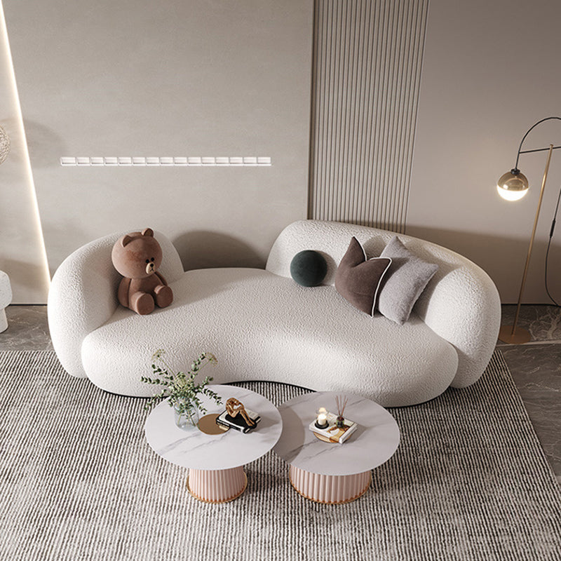 Contemporary Curved Sofa 28.34" High Sloped Arm Sofa in Beige
