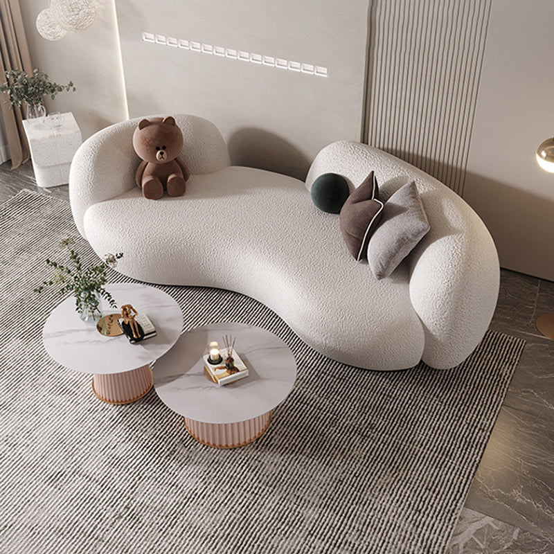 Contemporary Curved Sofa 28.34" High Sloped Arm Sofa in Beige