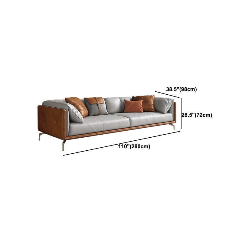 Contemporary Genuine Leather Pillow Top Arm Sofa Cushions Standard Sofa