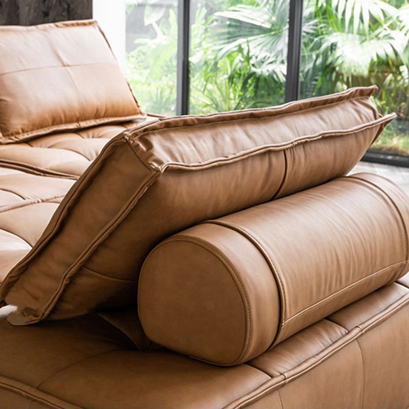Genuine Leather Armless Settee Contemporary Standard Sofa for Apartment