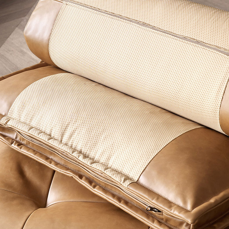 Genuine Leather Armless Settee Contemporary Standard Sofa for Apartment