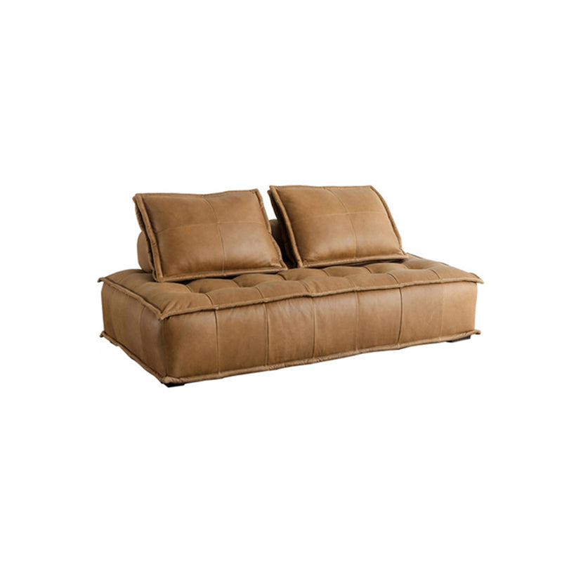 Genuine Leather Armless Settee Contemporary Standard Sofa for Apartment