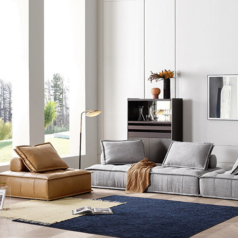 Genuine Leather Armless Settee Contemporary Standard Sofa for Apartment