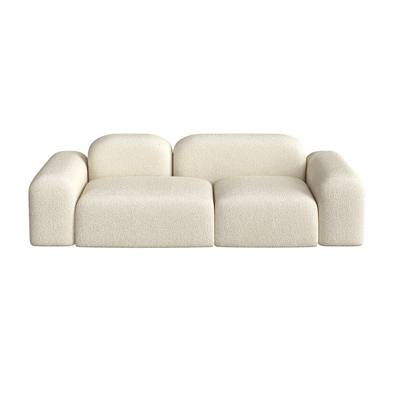Contemporary Style Stationary Sofa Wool Rolled Arm Sofa in White