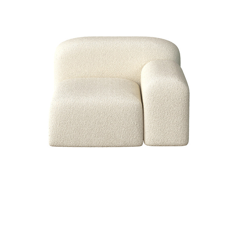 Contemporary Style Stationary Sofa Wool Rolled Arm Sofa in White