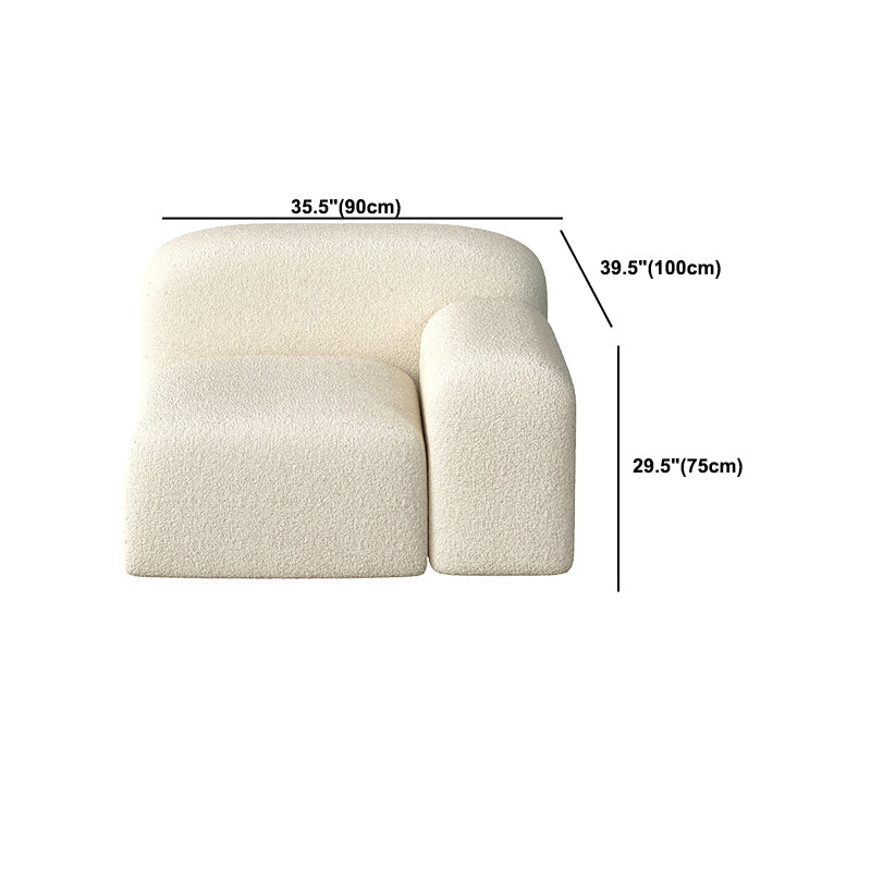 Contemporary Style Stationary Sofa Wool Rolled Arm Sofa in White