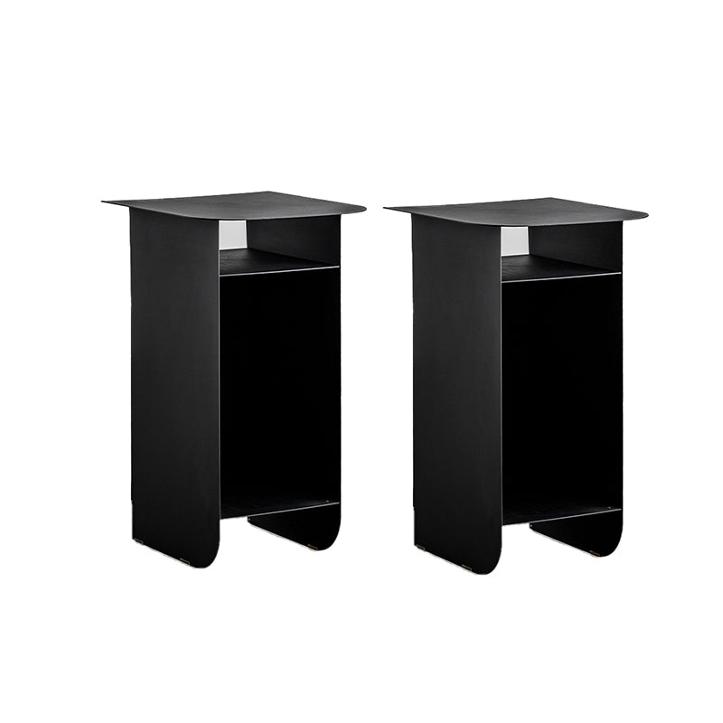 Mid-Century Rectangular Side Table Sled End Table with Shelves