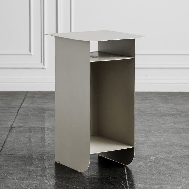 Mid-Century Rectangular Side Table Sled End Table with Shelves