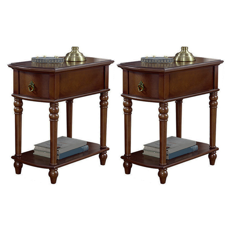 Modern Rectangular End Table 23" Tall 4 Legs Solid Wood Side Table
