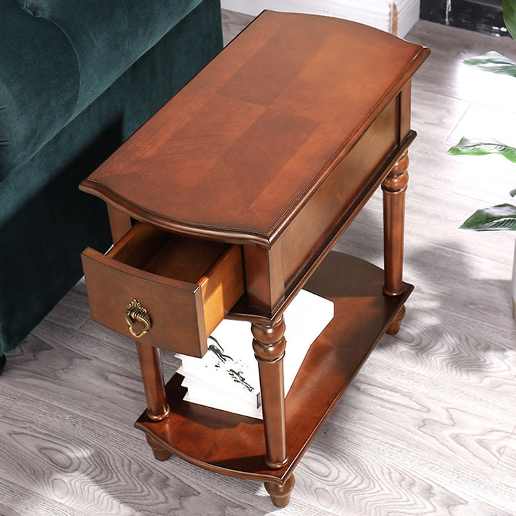 Modern Rectangular End Table 23" Tall 4 Legs Solid Wood Side Table