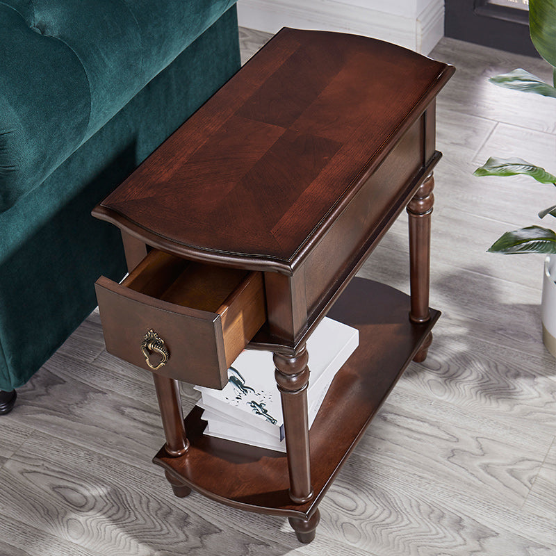 Modern Rectangular End Table 23" Tall 4 Legs Solid Wood Side Table