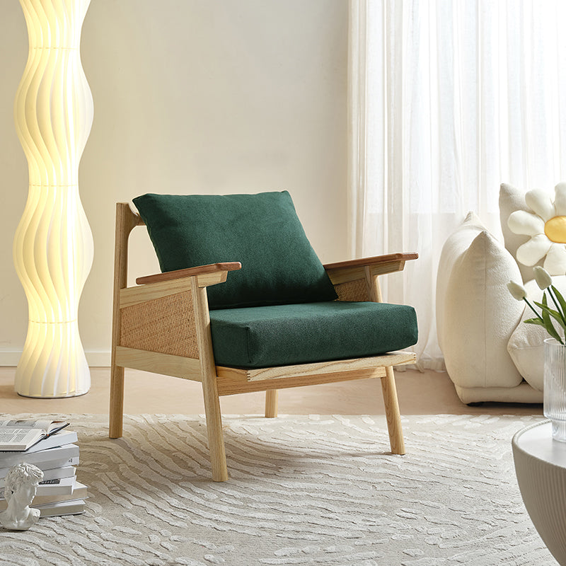 29.92" Wide Velvet Arm Chair Solid Wood Arms Included Chair for Bedroom