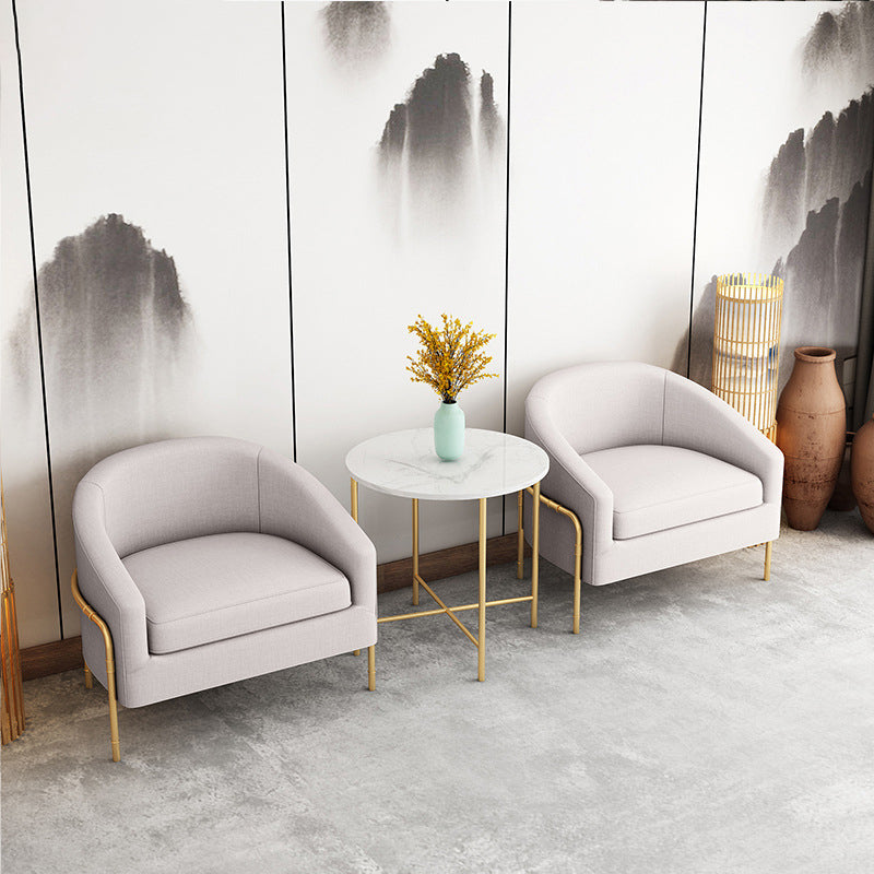 23.62" Wide Linen Barrel Chair Arms Included Barrel Accent Chair with Basic Four Leg